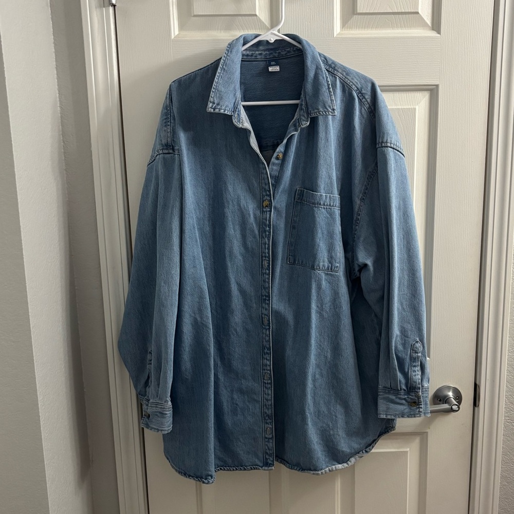 Old Navy Jean Button Down Shirt Size XXLT